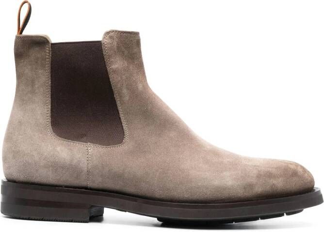 Santoni round-toe suede ankle boots Brown