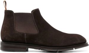 Santoni round-toe suede ankle boots Brown