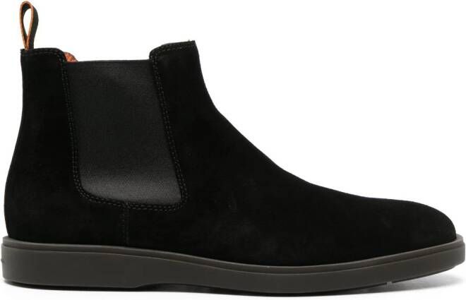 Santoni round-toe suede boots Black