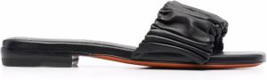 Santoni ruched leather sandals Black