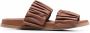 Santoni ruched leather sandals Brown - Thumbnail 1