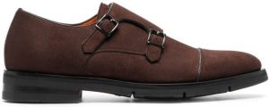 Santoni side buckle-fastening detail monk shoes Brown