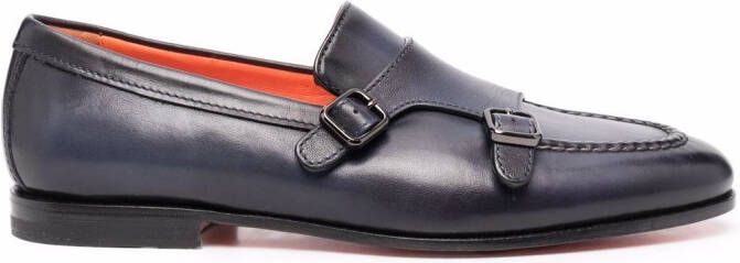 Santoni side buckle-fastening monk shoes Blue