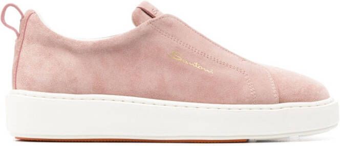 Santoni slip-on suede sneakers Pink