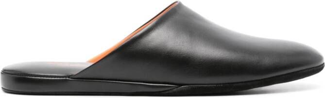 Santoni smooth leather slippers Black