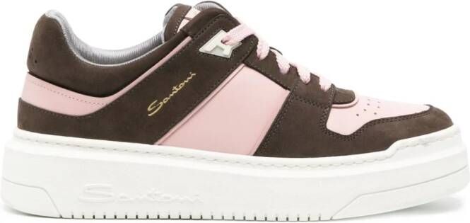 Santoni Sneak-Air two-tone leather sneakers Brown