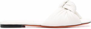 Santoni square-toe leather sandals White