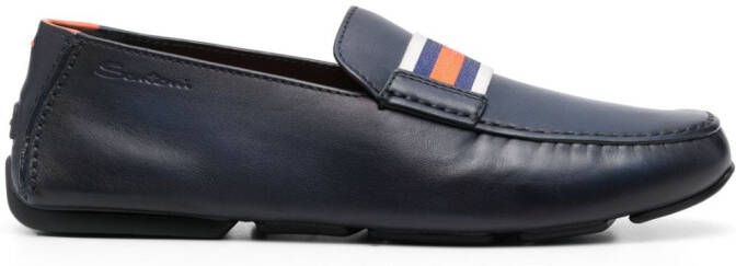 Santoni striped-band leather loafers Blue