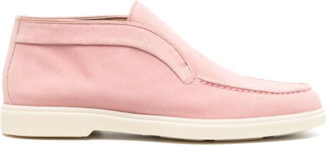 Santoni suede ankle loafers Pink
