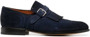 Santoni suede buckle-fastening loafers Blue