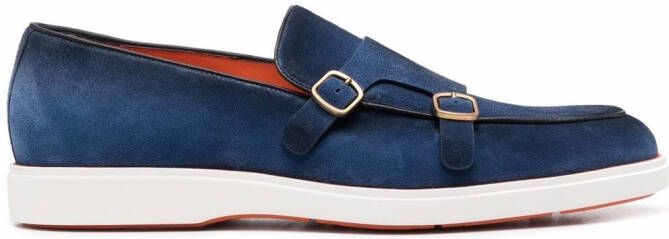 Santoni suede buckled loafers Blue