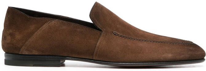 Santoni suede leather loafers Brown