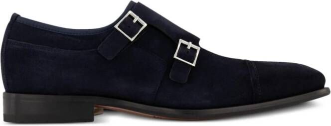 Santoni suede monk shoes Blue