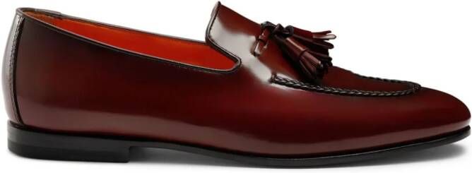 Santoni tassel-charm leather loafers Red