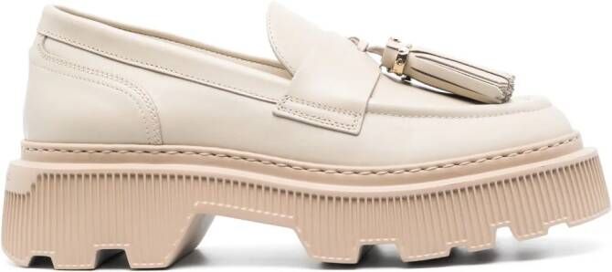 Santoni tassel-detail leather loafers Neutrals