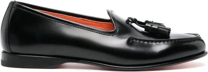 Santoni tassel-embellished leather loafers Black