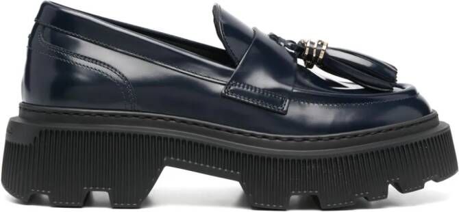 Santoni tassel leather loafers Blue