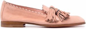 Santoni tassel-trim suede loafers Pink