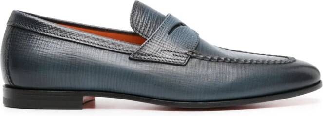 Santoni textured leather penny loafers Blue
