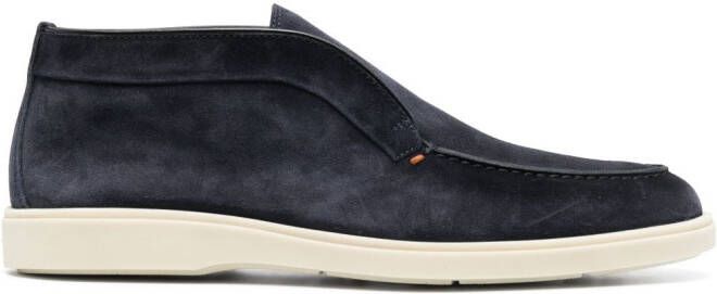 Santoni tonal-stitching leather loafers Blue