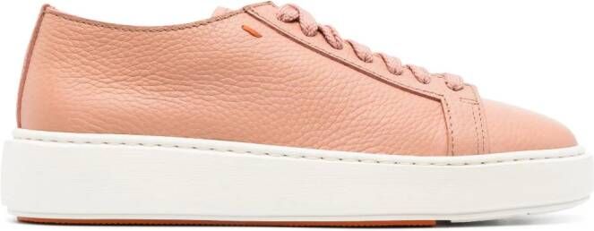 Santoni tumbled leather sneakers Pink