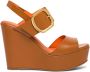 Santoni wedge leather sandals Brown - Thumbnail 1