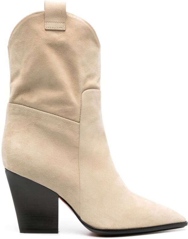 Santoni Western pointed-toe suede boots Neutrals