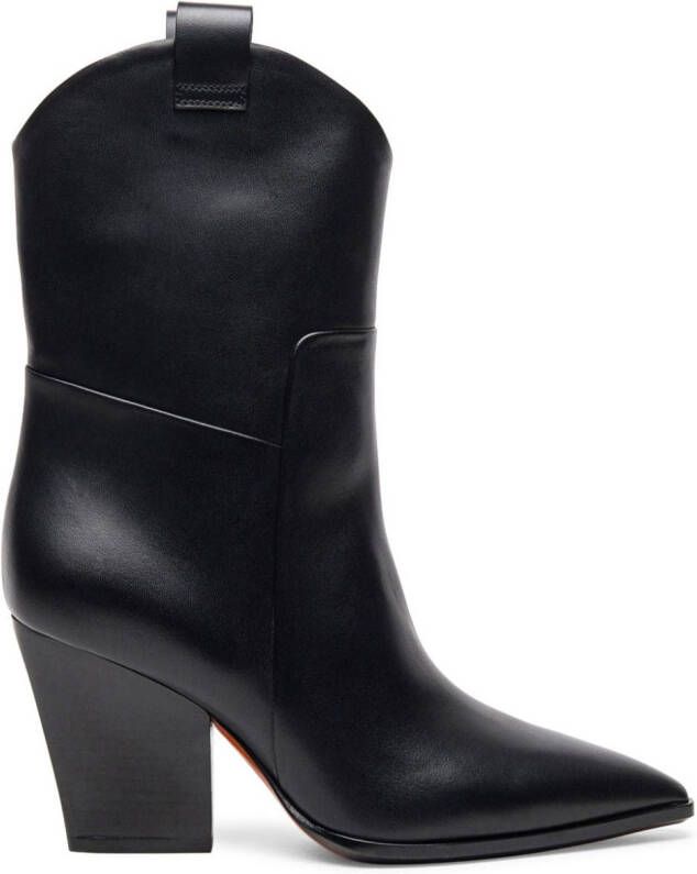 Santoni Western-style leather ankle boots Black
