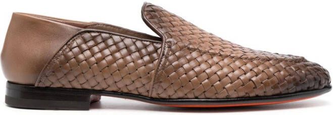 Santoni woven leather loafers Brown