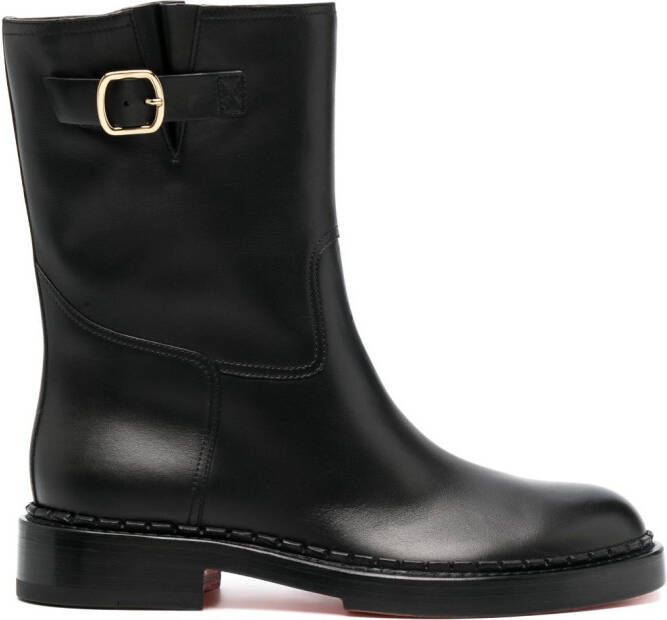 Santoni zip-up leather ankle boots Black