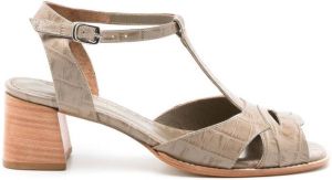 Sarah Chofakian 65mm crocodile-effect leather sandals Brown
