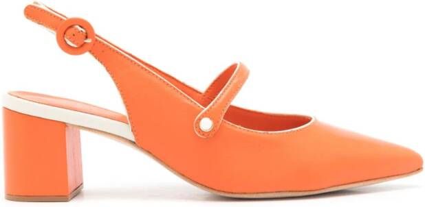 Sarah Chofakian Bertha 40mm pointed-toe leather pumps Orange