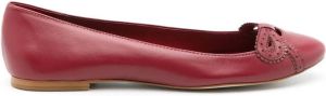 Sarah Chofakian bow-detail leather ballerina shoes Red