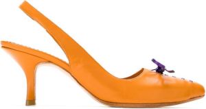Sarah Chofakian bow slingback leather pumps Orange