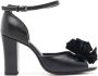 Sarah Chofakian Chantilly 75mm floral-appliqué leather sandals Black - Thumbnail 1