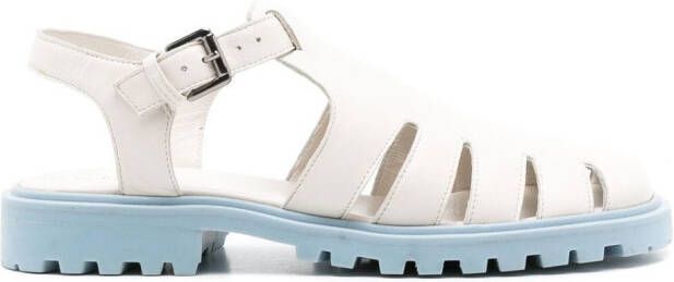Sarah Chofakian cut-out detailed leather sandals White