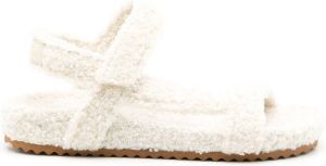 Sarah Chofakian fluffy touch-strap sandals White