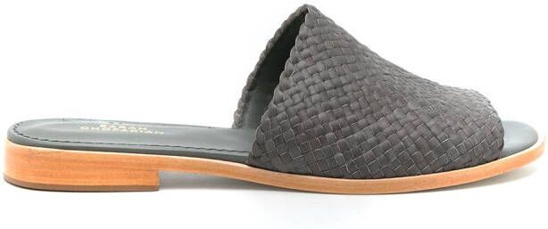 Sarah Chofakian interwoven flat leather sandals Grey