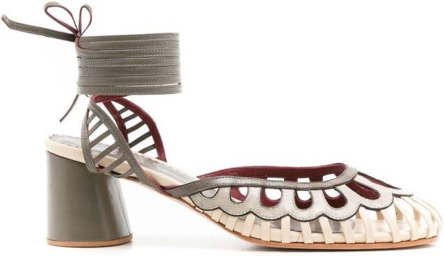 Sarah Chofakian Lilibet 50mm ankle-tie sandals Green