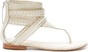 Sarah Chofakian Lis leather flat sandals White