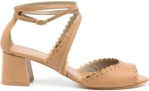 Sarah Chofakian Malibu scalloped edge sandals Brown
