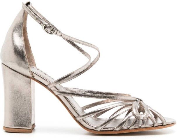 Sarah Chofakian Miuccia 90mm caged-design sandals Metallic