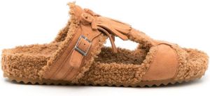 Sarah Chofakian Oregon fluffy sandals Brown