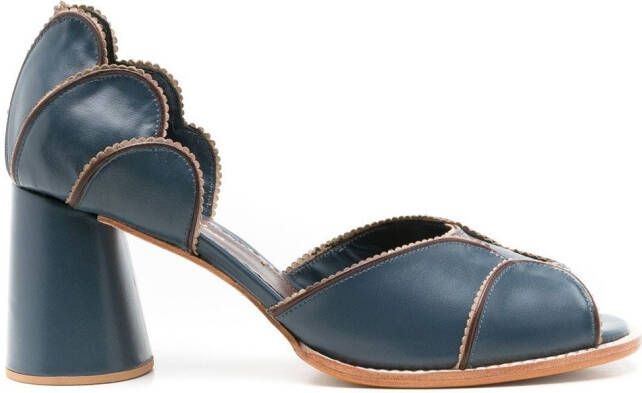 Sarah Chofakian Pattrice 65mm scallop-edge sandals Blue