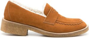 Sarah Chofakian Pullman shearling-trimmed loafers Brown