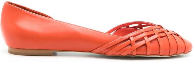 Sarah Chofakian Victoria leather ballerina shoes Orange