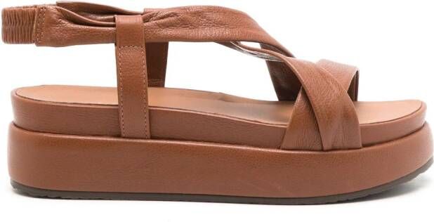 Sarah Chofakian Vionned leather platform sandals Brown