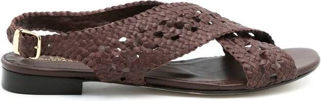 Sarah Chofakian woven sling-back sandals Brown