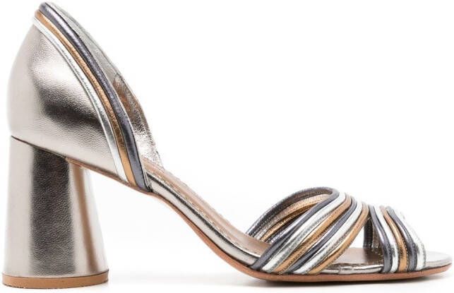 Sarah Chofakian Yoko 75mm striped sandals Metallic