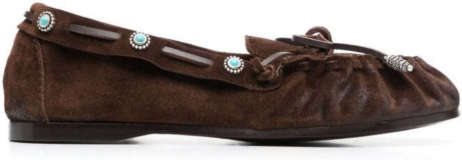 Sartore 10mm bow-detail suede loafers Brown